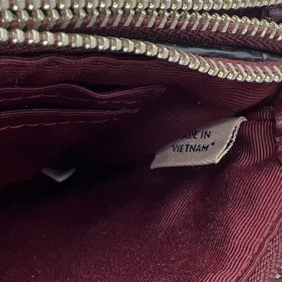 Coach Wine Pebbled Leather Double Zipper Wristlet Wallet F1680 - Picture 8 of 8